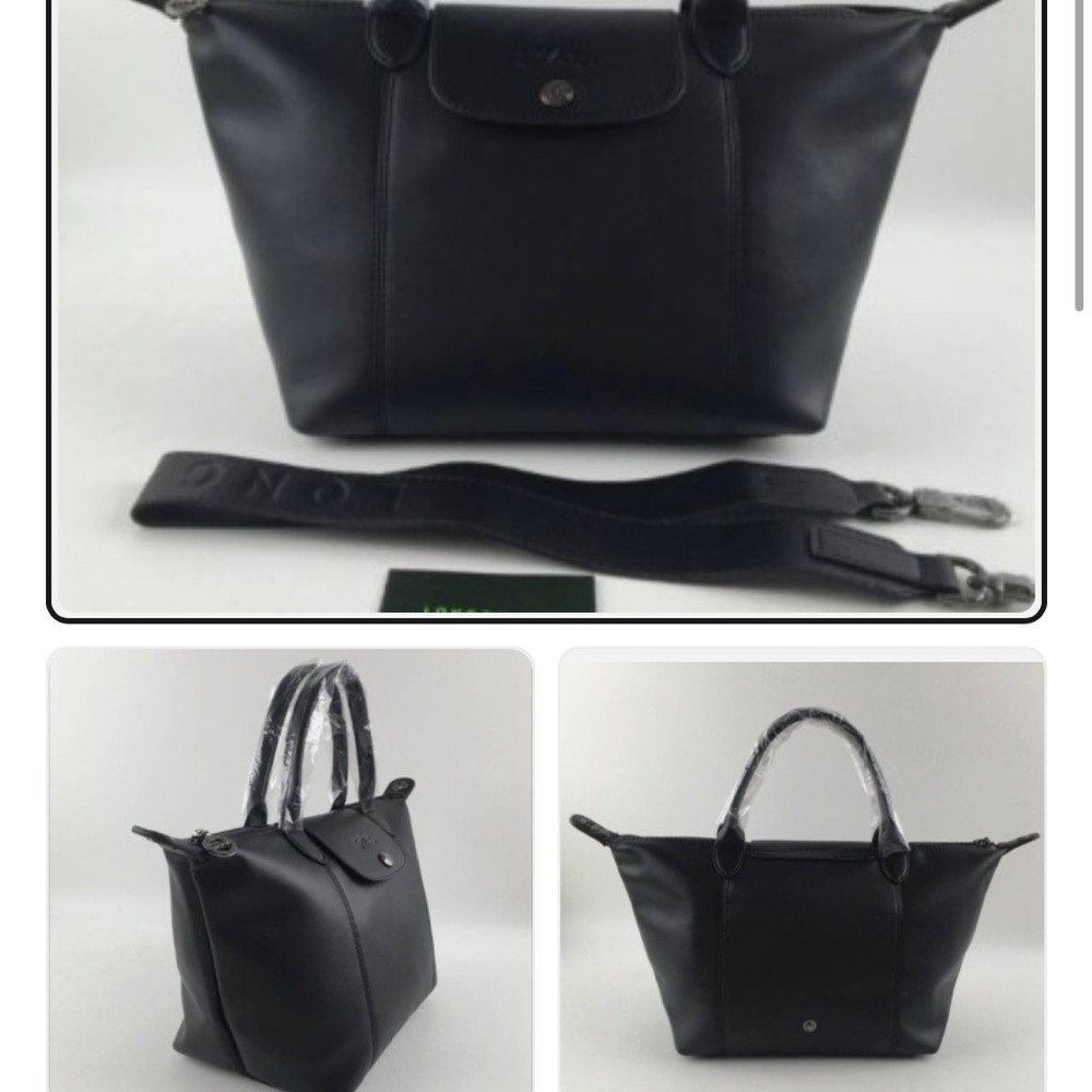 Longchamp Le Cuir Black Leather Bag - Size Small